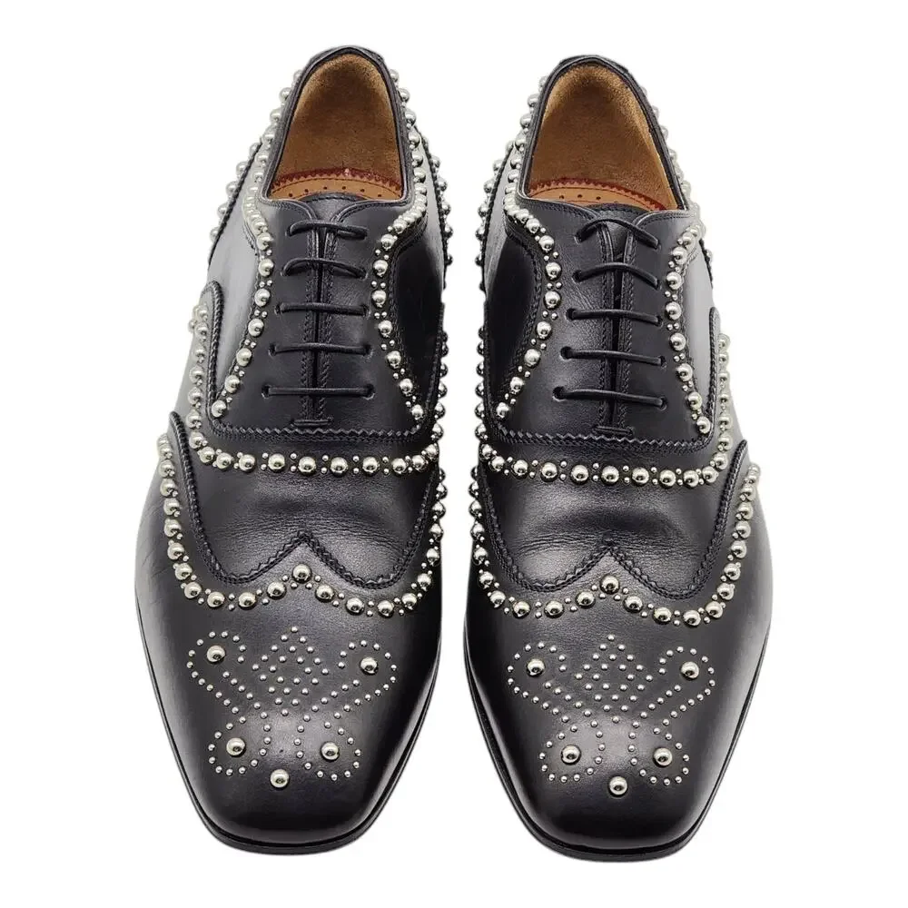 Christian Louboutin Charlie Clou Studded OxfordS - Leather - Black 42 9US $1395