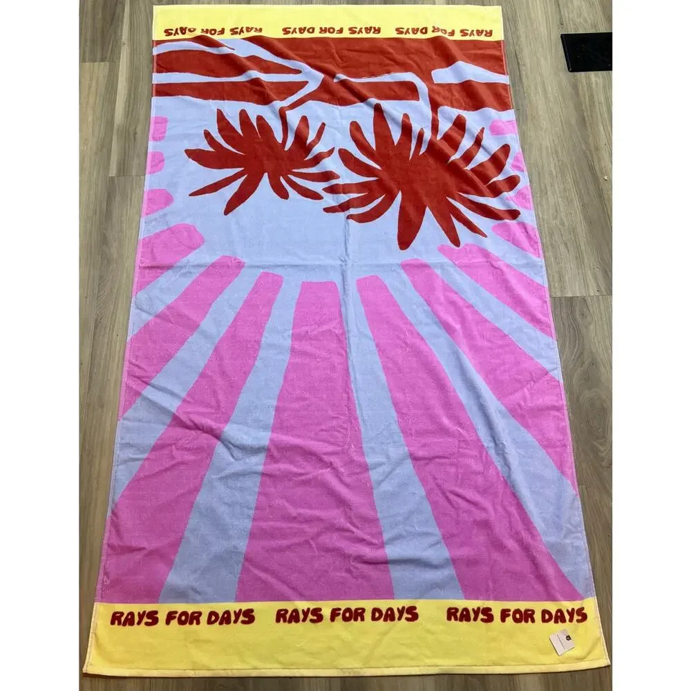 Anthropologie Lilac Summer Surf Cotton Printed Beach Towel
