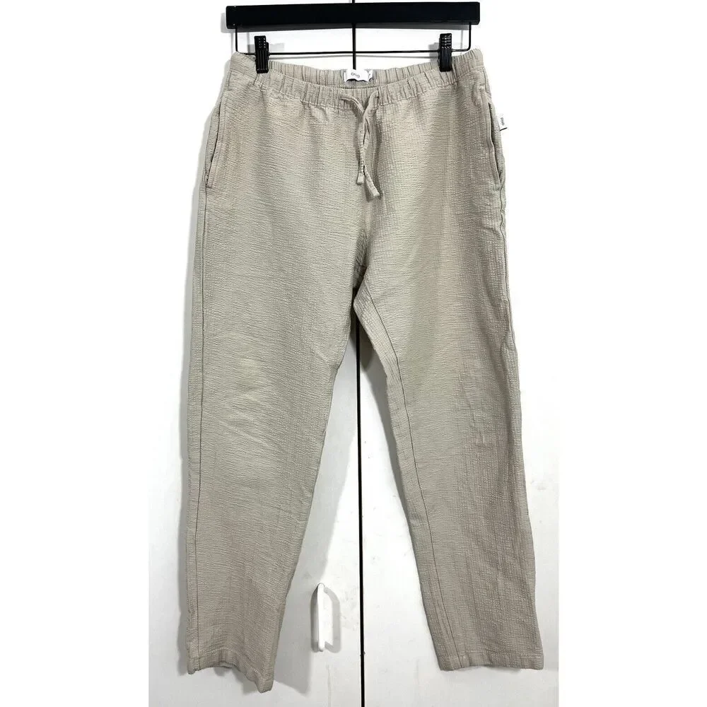 Onia‎ Jogger Pants Mens S Beige Cotton Textured Drawstring