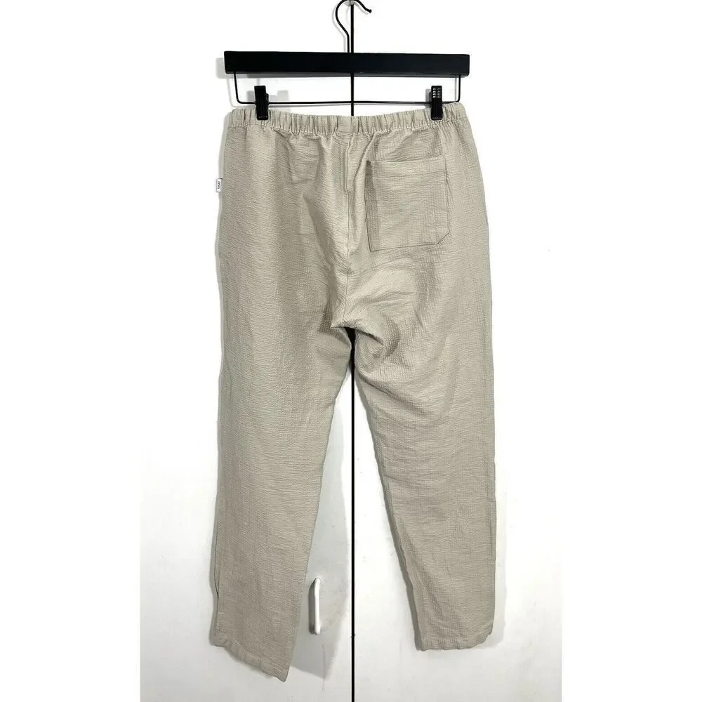 Onia‎ Jogger Pants Mens S Beige Cotton Textured Drawstring