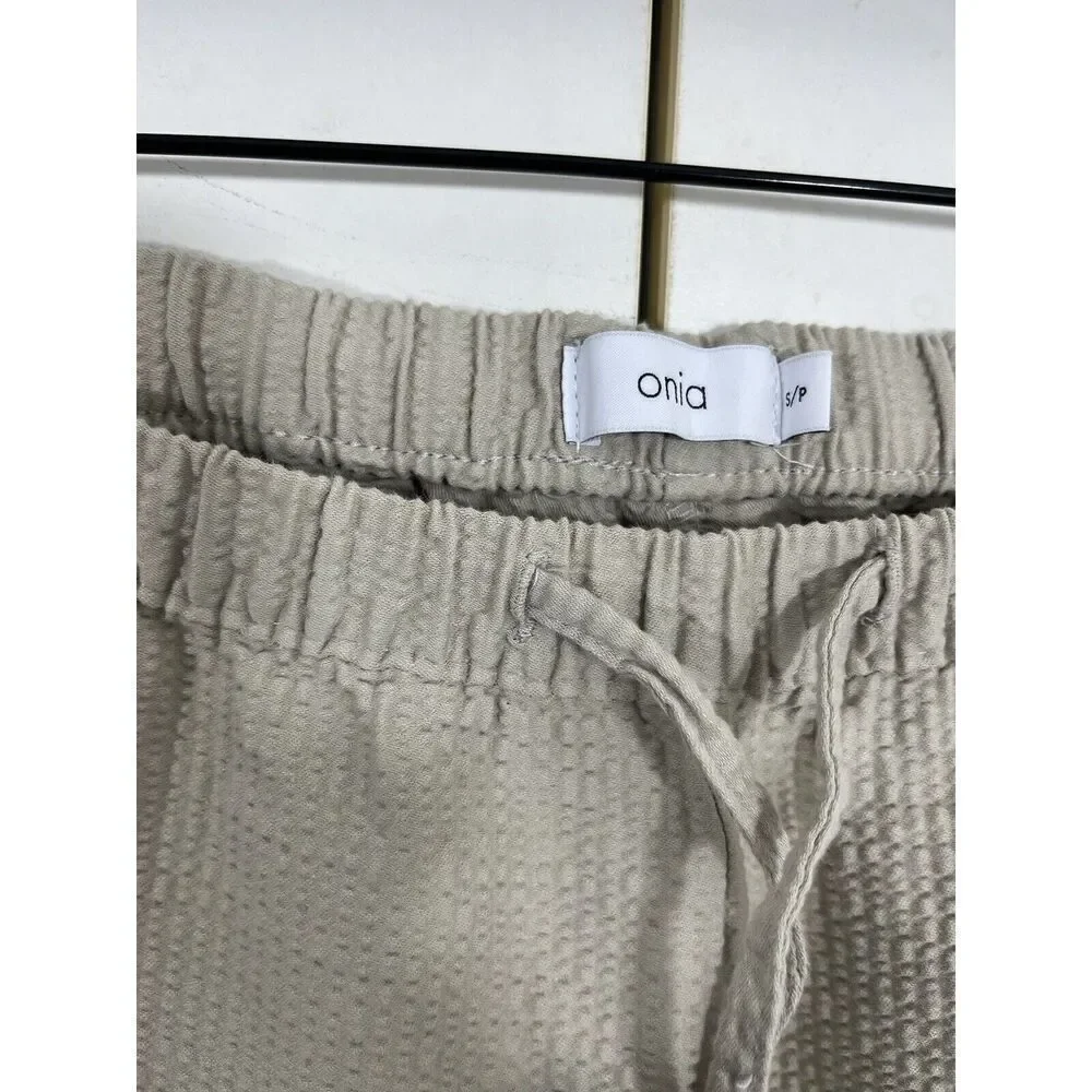Onia‎ Jogger Pants Mens S Beige Cotton Textured Drawstring