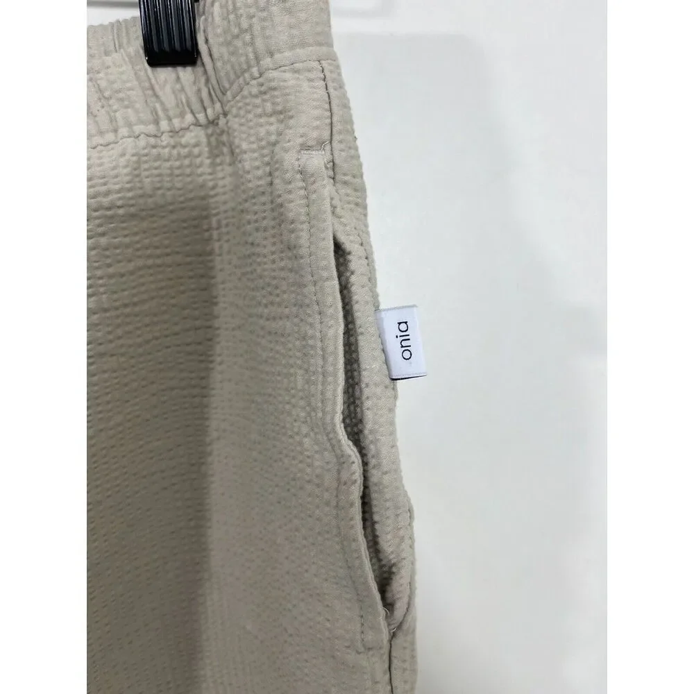 Onia‎ Jogger Pants Mens S Beige Cotton Textured Drawstring