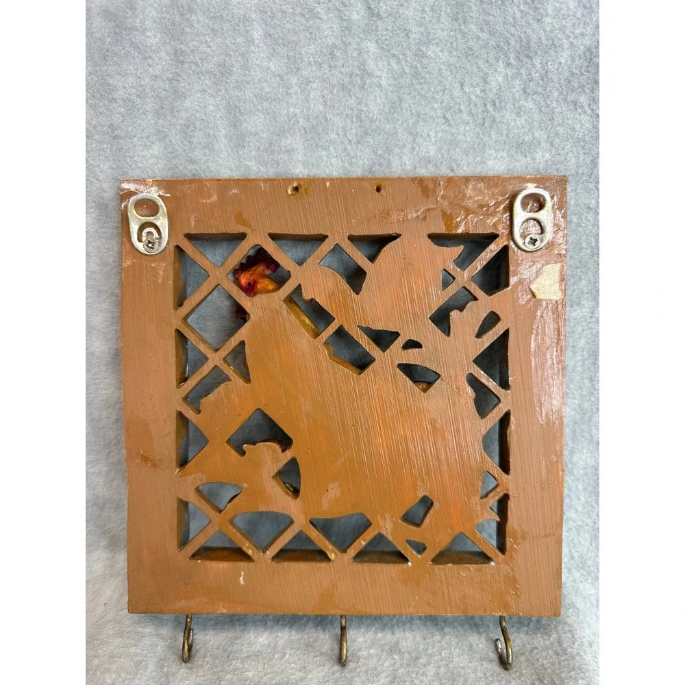 Vintage Rooster 3D Wall Art Key‎ Holder Rack Frame Plaque Rustic Farmhouse Decor