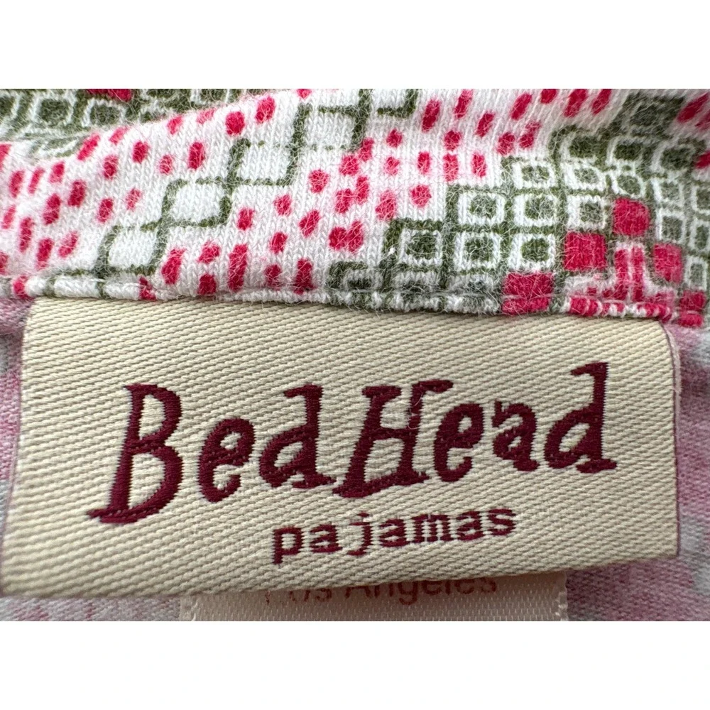 BedHead Womens Red Chevron Cotton Pajama Matching Set Sz M Cozy Sleepwear Preppy