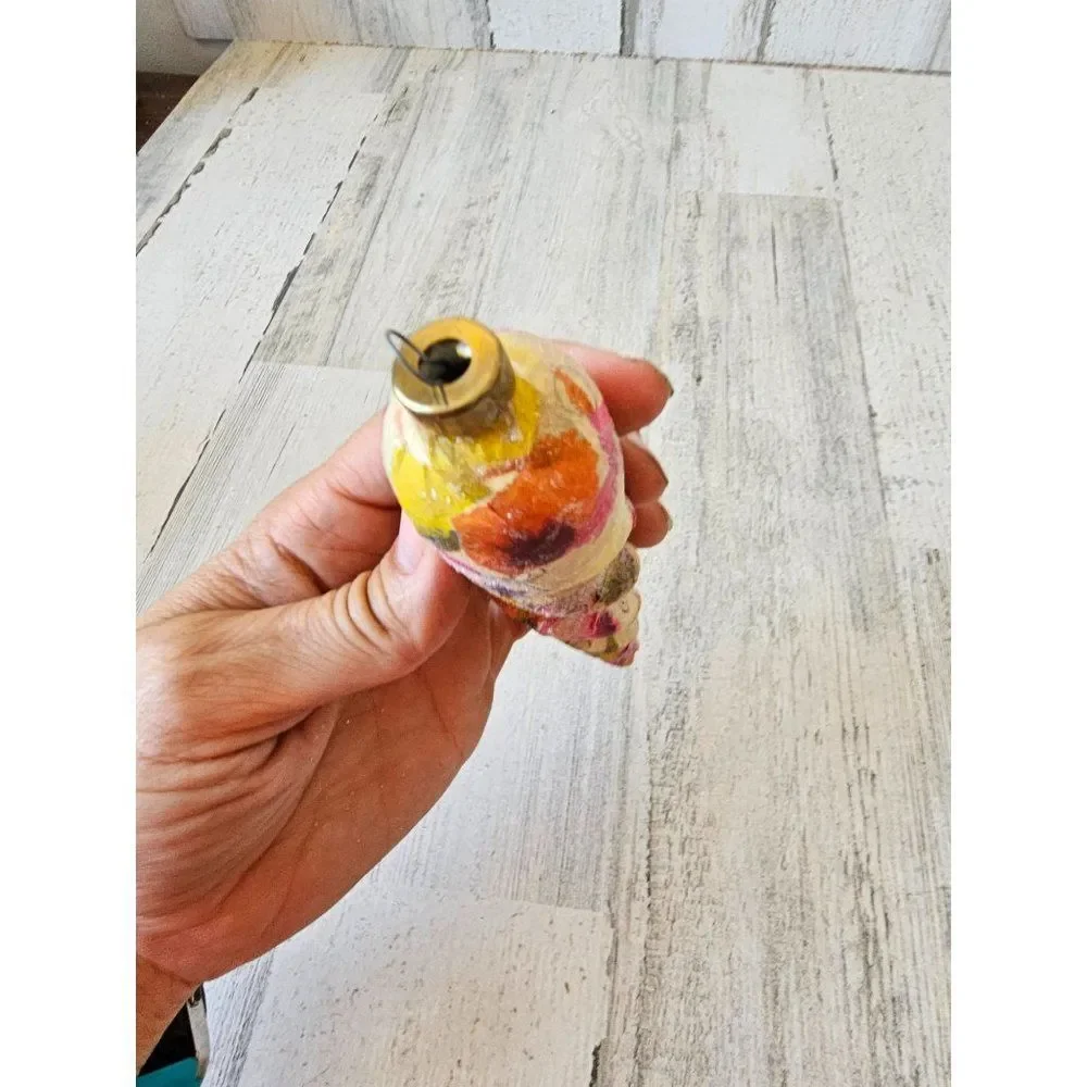 Watercolor orange pink icicle glass‎ ornament