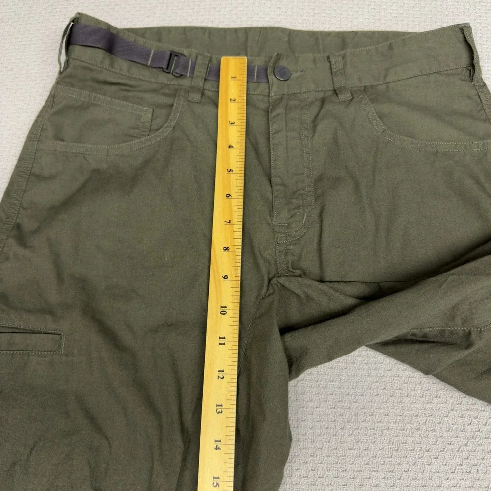 Black Diamond Pants Mens Medium Green Cotton Nylon Belted Hiking Climbing Cargo