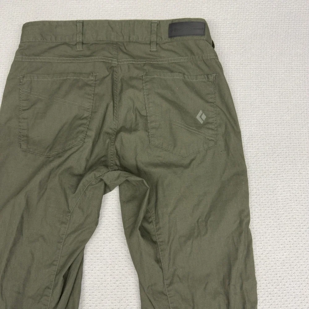 Black Diamond Pants Mens Medium Green Cotton Nylon Belted Hiking Climbing Cargo
