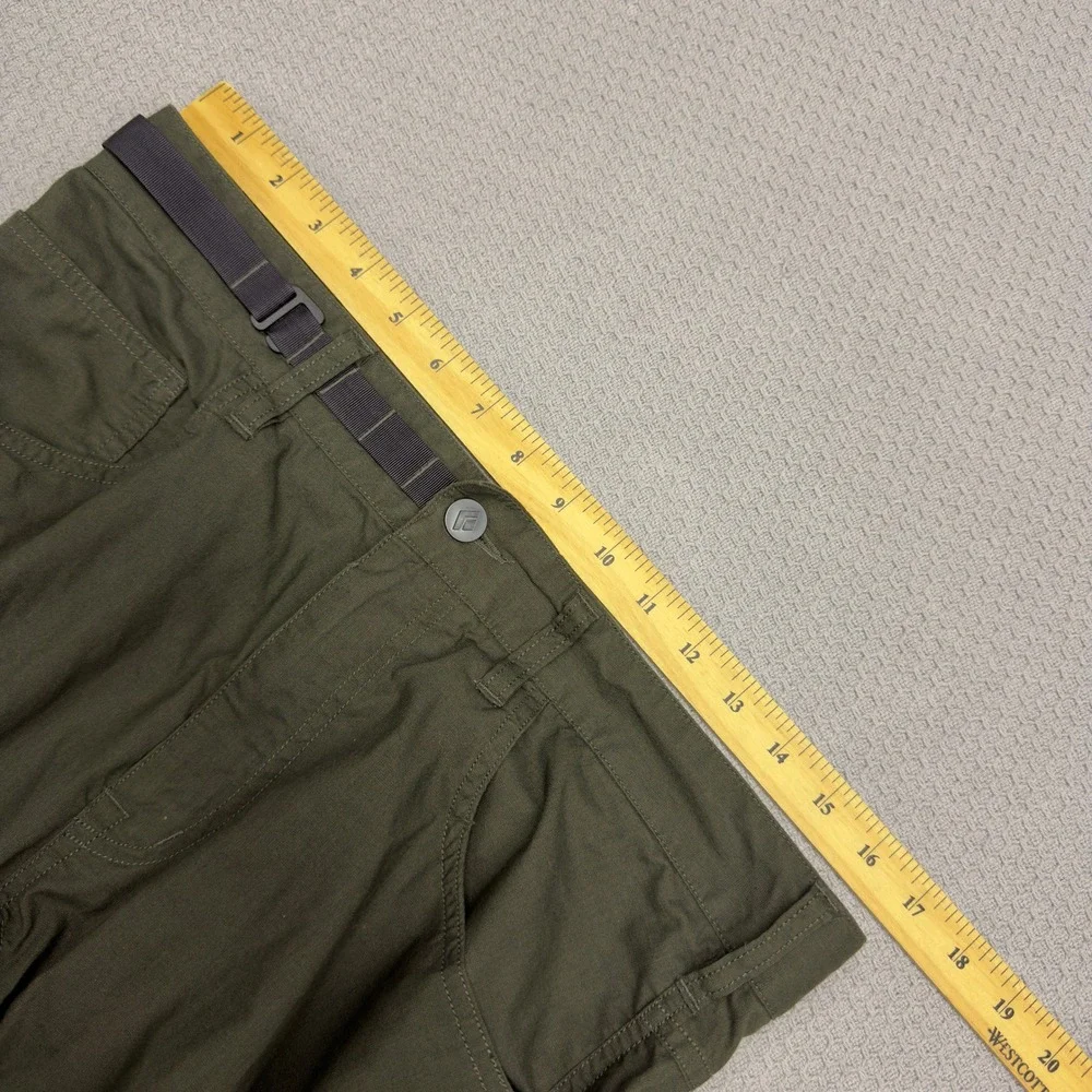 Black Diamond Pants Mens Medium Green Cotton Nylon Belted Hiking Climbing Cargo